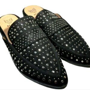 Beast Fashion Rhinestone Studded Mules Slip On Sz 6.5 #294D
